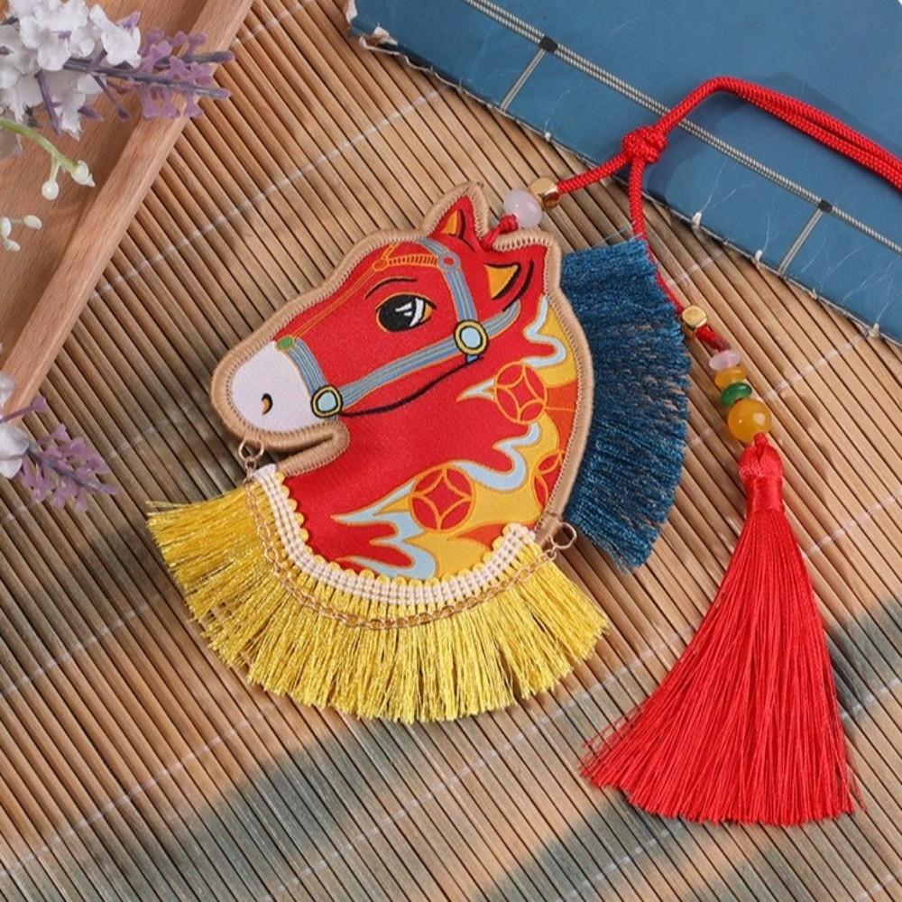 Chinese Style Pony Embroidered Pendant Tassel Car Hanging Ornaments  National Wind Style