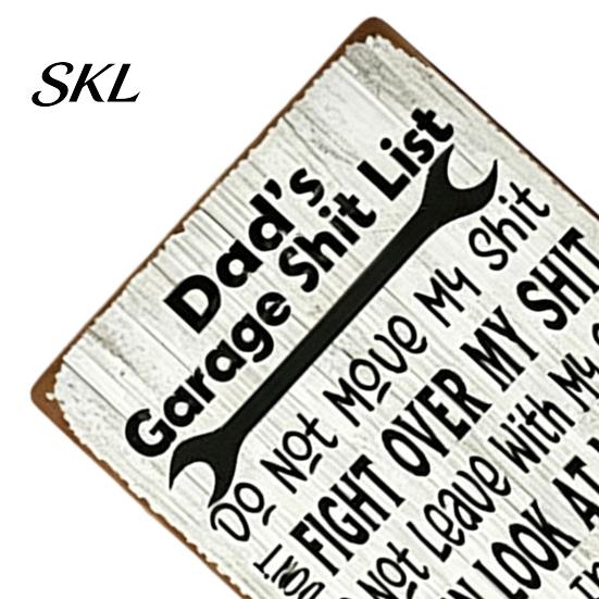 Funny Workshop Signs for Dad Garage Shit List, Tinplate Metal Sign, Man Cave Wall Decor Garage, Men Workshop, Home Bar, Retro Handyman Gift