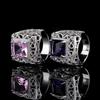 Vintage Hollow Lace Amethyst Ring Princess Pink Diamond Temperament Personality Ring Woman