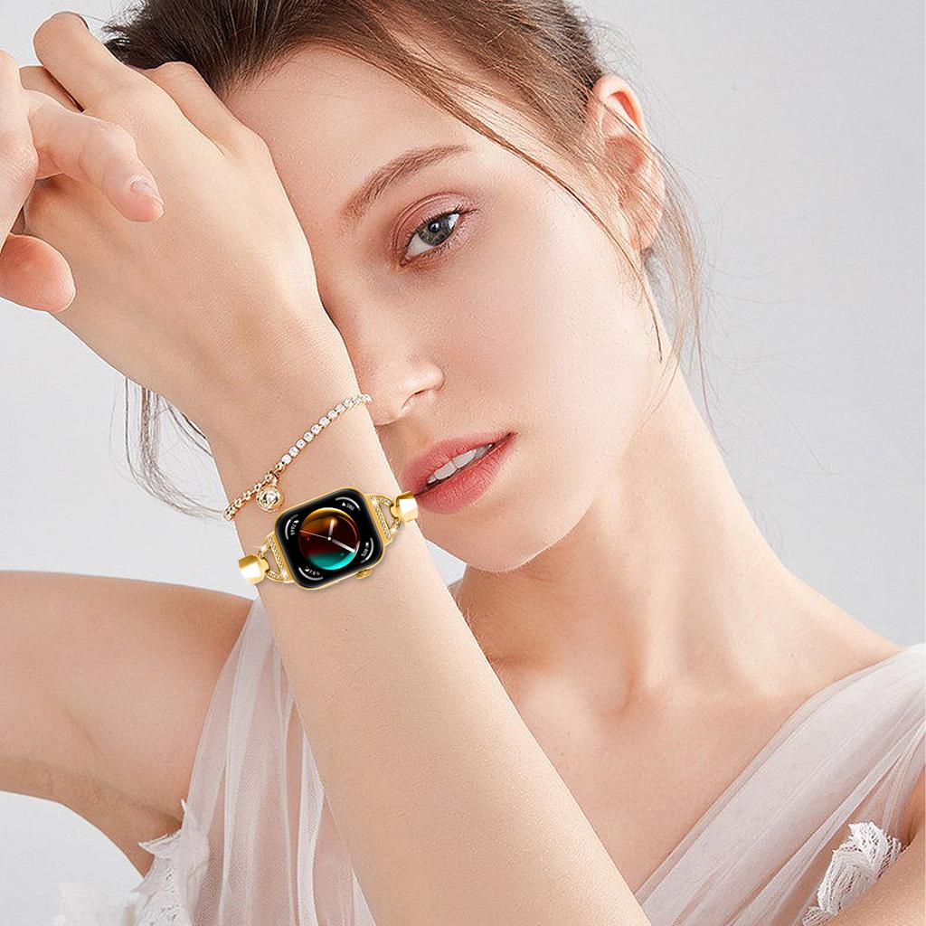 Pro Huawei Watch Fit 3 Řemínek kovový náramek na zápěstí s kamínky konektor ve tvaru D