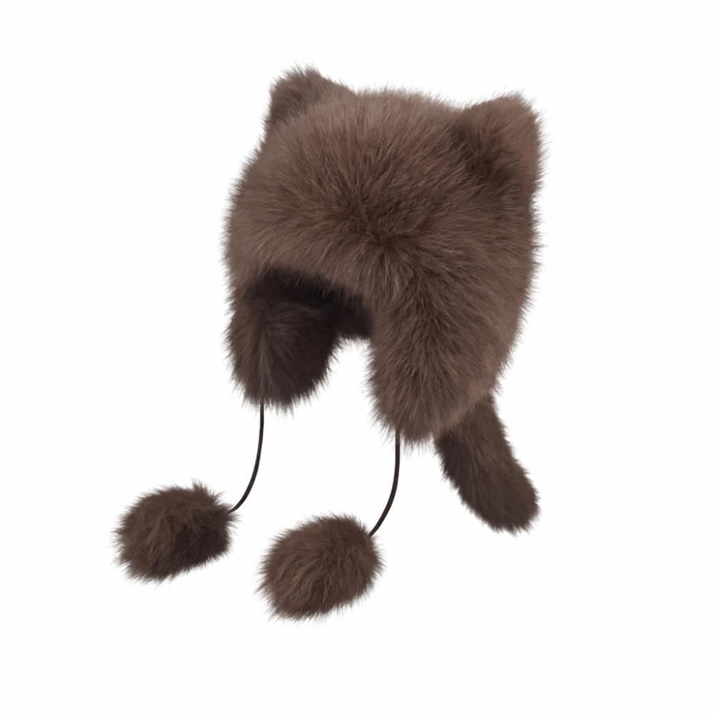 Windproof Faux Fur Beanie Thickened Ear Protection Hat Fashion Winter Hat Daily Wear