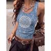 Women's vest: Mandala round ethnic totem hand-painted printed vest