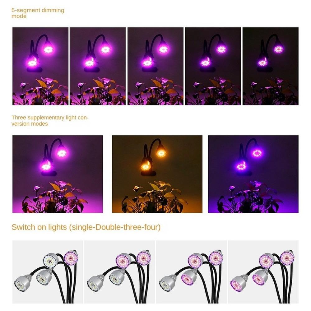 DC5V USB LED Plant Grow Light 4heads flower Red Blue light Phytolamps Timer Waterproof Desktop Clip Phyto Lamps Flowers Grow Box