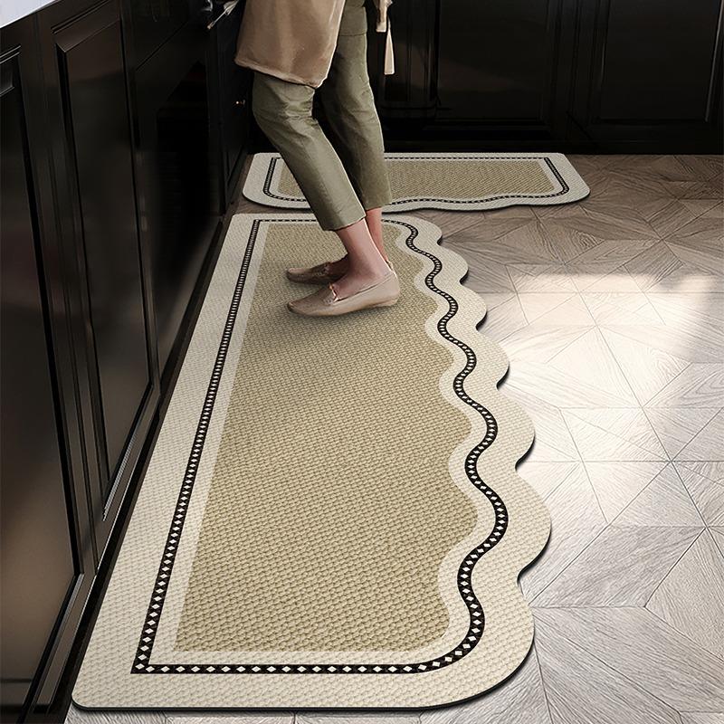 Kitchen Floor Mat Non-slip Waterproof Oil-proof Carpet Irregular Minimalist Line Texture Rug Home Decoration Foot Mats