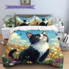 Beautiful Cow Cat Pattern Bedding Home Decoration Birthday Gift (1 * duvet cover + 2 * pillowcase, without core)