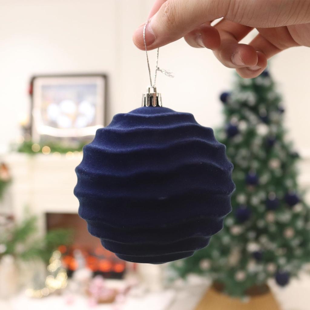 3,1 Zoll Samt Weihnachtskugeln Beflockter Weihnachtsbaum 12 Stück Plastikkugeln Weihnachtsbaumschmuck Dekoration