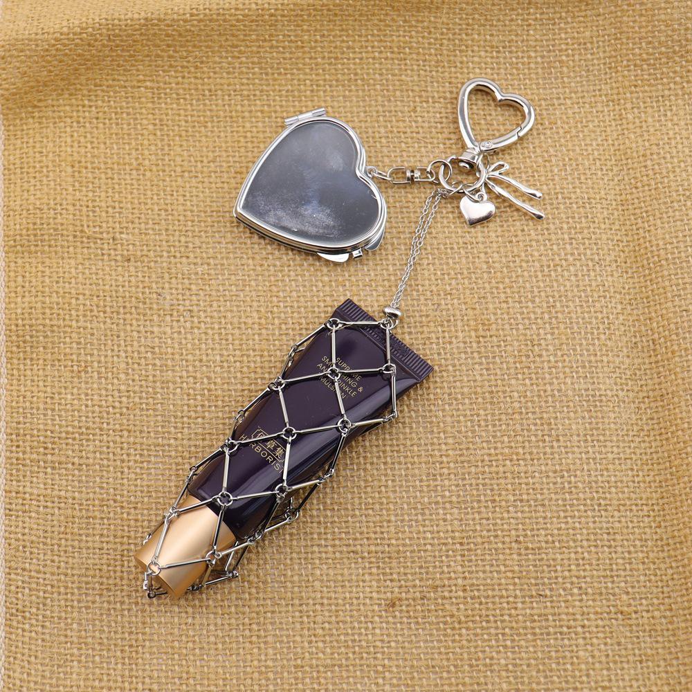 

Luxurious Silver Lipstick Net Bag Charm: Stylish Key Pendant for Socialite Women Zinc Alloy