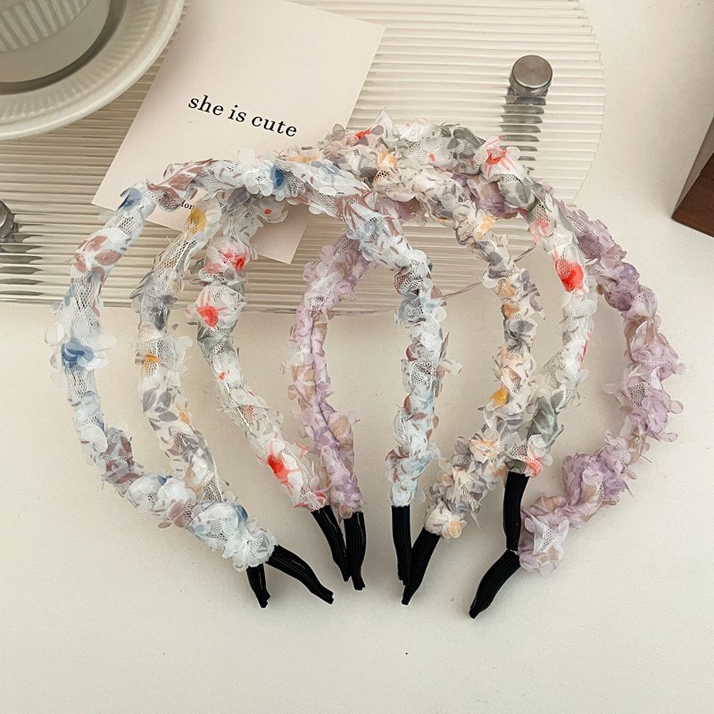 

Lace Party Floral Pearls Hairband Korean Style Headband Women Hair Accessories Fold Cloth Hair Hoop красный