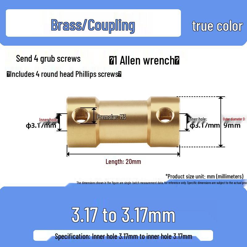 Brass Shaft Coupling Connector for Transmission (2-5mm)