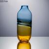 Creative Blue/Amber Gradient Glass Vase Hydroponic Flower Pots Desk Decoration Artificial Flower Decorative Floral Arrangement