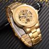 Luxury Gold Mechanical Watch Men Skeleton Watches Stainless Steel Band Automatic Mechanical Wristwatches Men Relogio Masculino