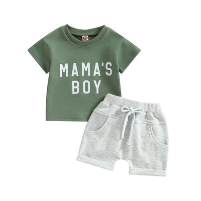 Batole Baby Boy Letní oblečení Mamas Little Boy Tričko s krátkým rukávem Kojenecké rolované šortky se stahovací šňůrkou