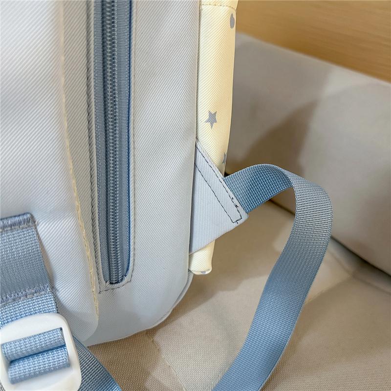 Süßer Nylon-Rucksack für Damen – Kawaii Stern & Punkt Muster Schultasche mit mehreren Taschen und verstellbaren Trägern, Perfekt für den täglichen Gebrauch
