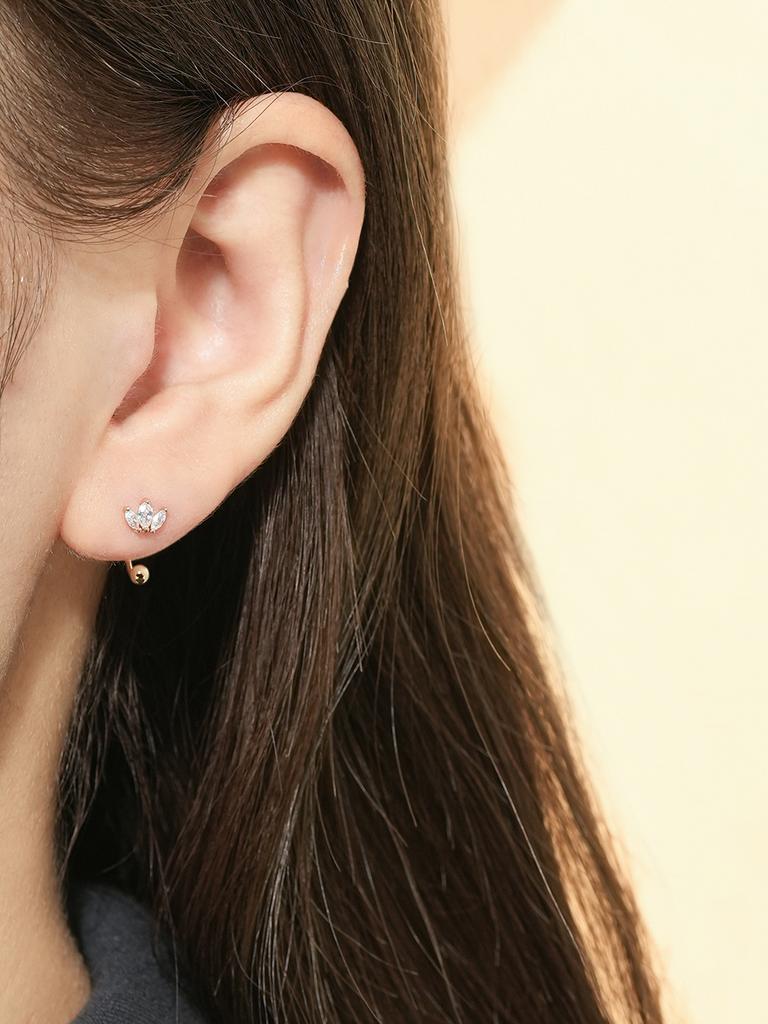 Minimalpiercing 14K Mini Tiara Curve Ring Piercing Earrings
