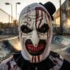 Halloweenová děsivá klaunská maska Terrifier Art Klaunský kostým Maska na celou hlavu se stříkanci krve pro párty Cosplay Strašidelný dům