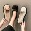 Fashion Shoes for Women 2024 Moccasins Square Toe Ladies Summer Footwear Black Low Heel Elegant Fashion On Sale Casual Chic Spring
