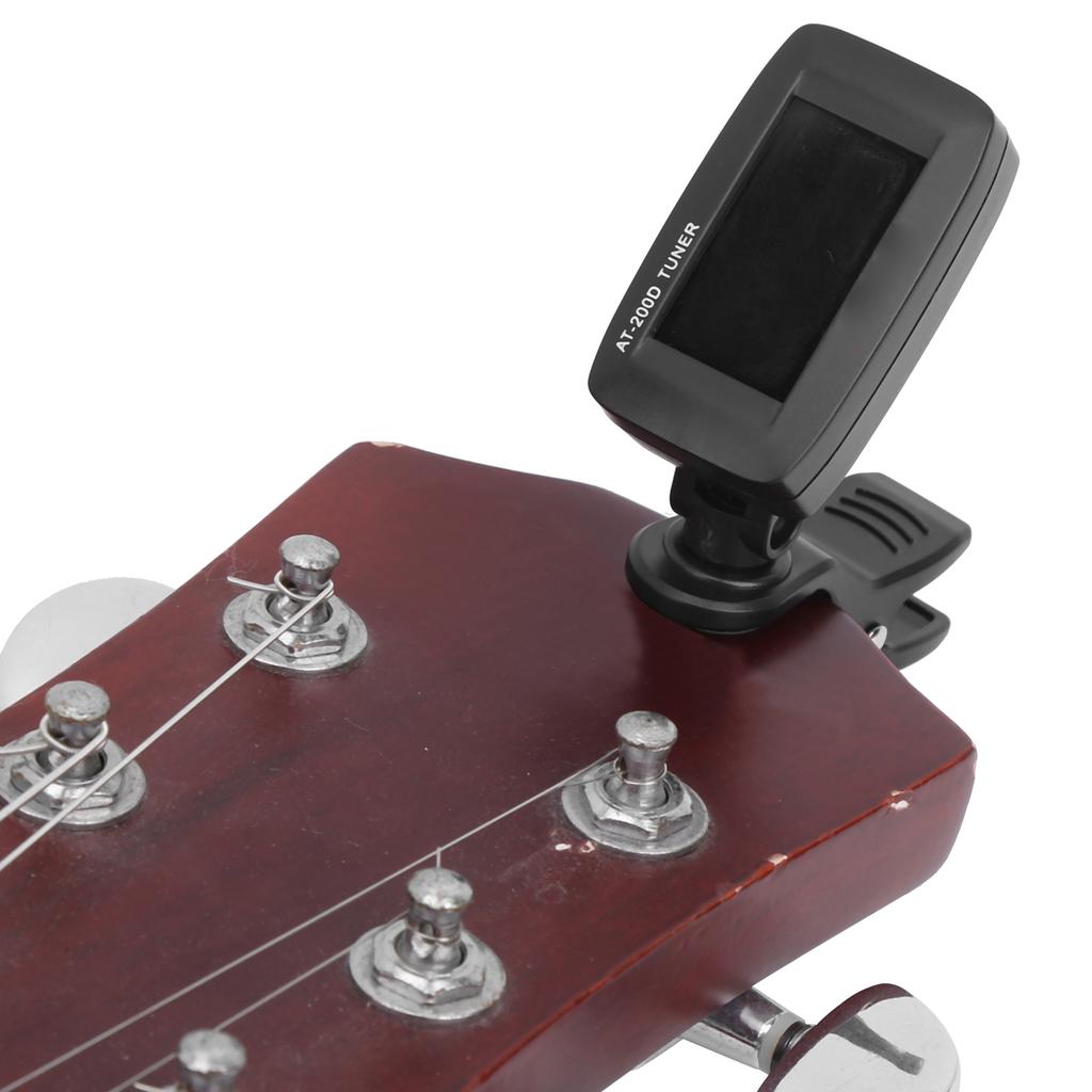 AROMA Digitales Gitarrenstimmgerät Chromatisches Gitarren-Bass-Ukulelen-Musikinstrumentenzubehör AT-200Schwarz
