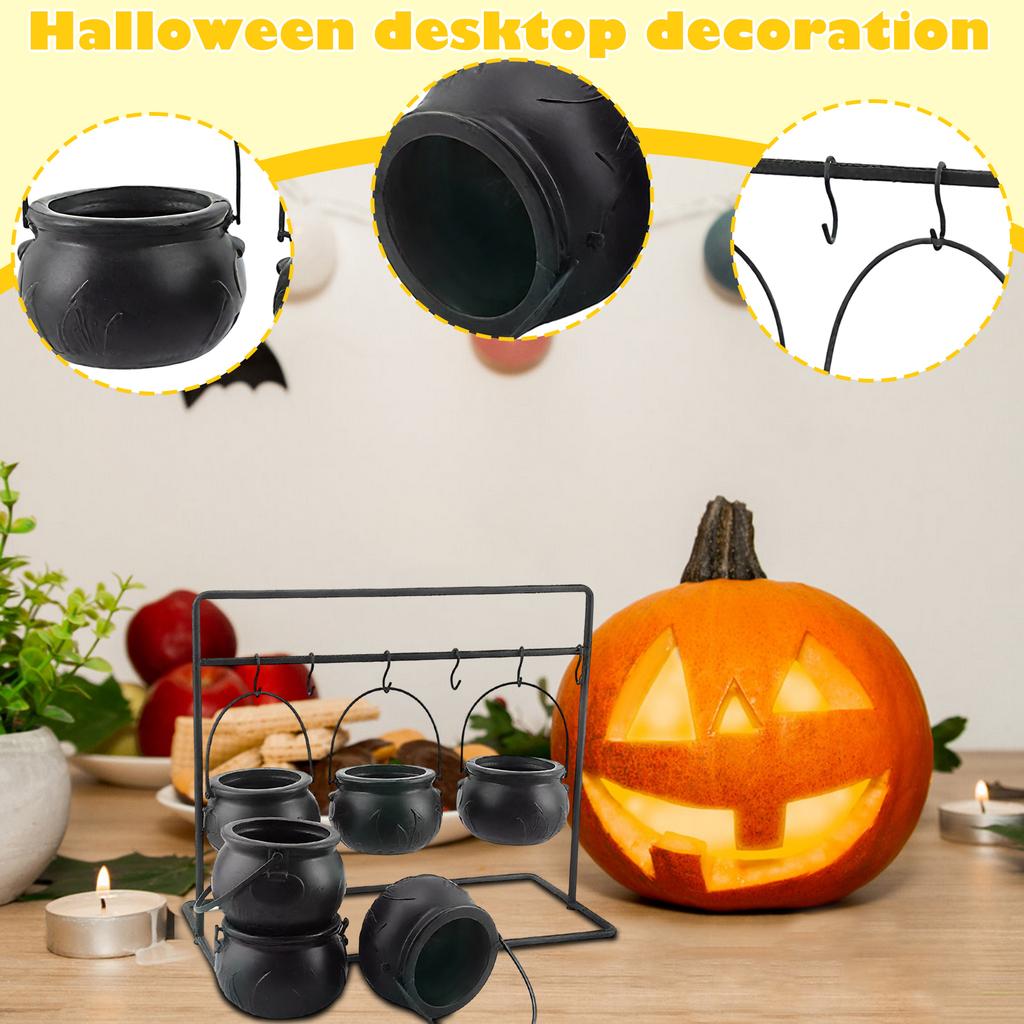 Halloween Party Mini/ Witch Jar Candy Bowl Black Plastic Bucket Stand Desktop Ornaments Garden Decoration