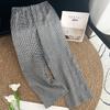 High-End Women's Plaid Cotton-Linen Pants, Summer 2025 Style, High-Waisted Slimming Straight-Leg, Versatile & Casual.