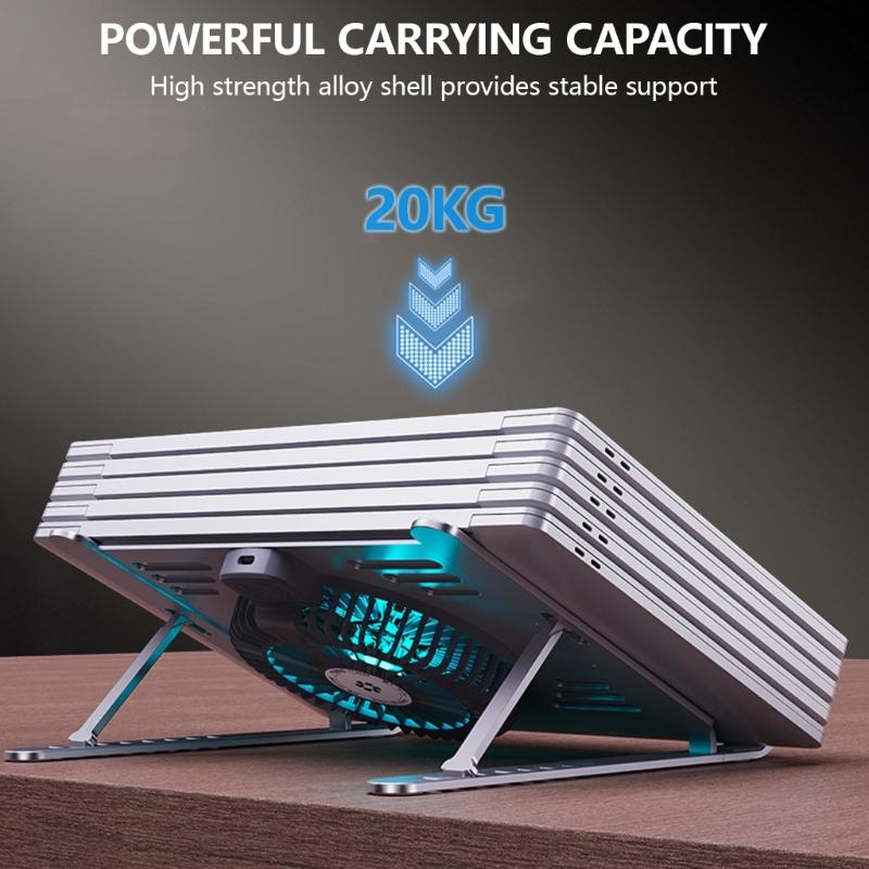 Portable Laptop Stand Laptop Heat Protections Coolers With Adjustable Brightness Fans Solid Aluminum Build Laptop Stand