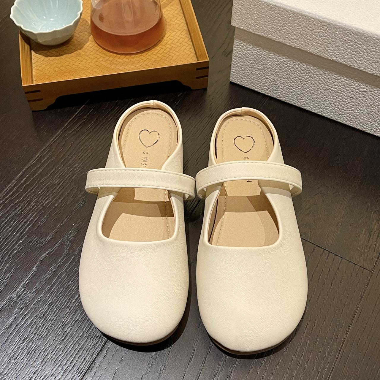 

Баотоу полутапочки женские 2025 лето новые мягкая подошва для улицы плоская подошва круглый носок продвинутый стиль ленивые тапочки женские 35