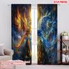 2pcs,2D Plane Printing Print Curtains Celestial Phoenix Duel Versatile Fabric (without Rod) All Seasons Use for Living Room,