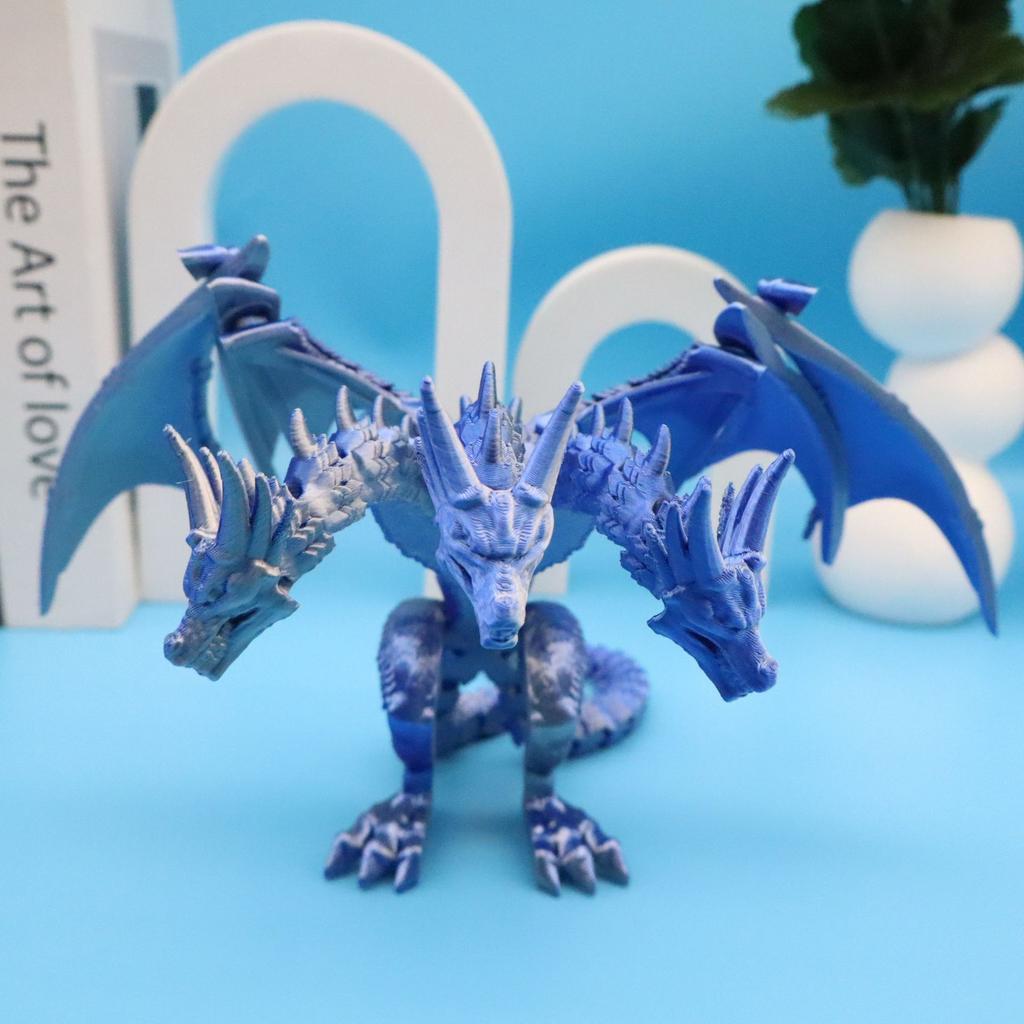 3D Printed Standing Three Headed Multi Pull Toy Joint Movable Wing Model Ornament Gift Decoration New Product