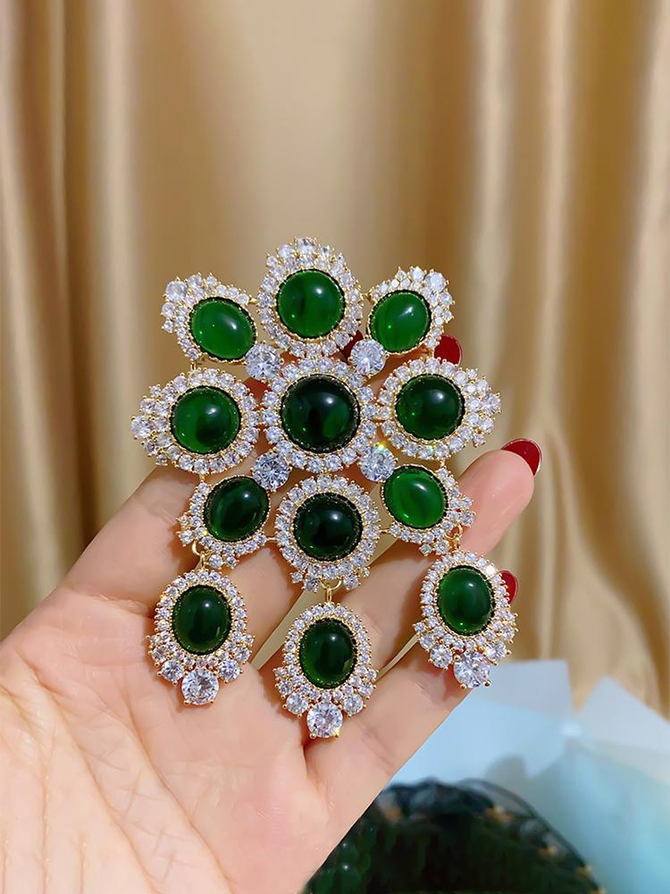 

Брошь SUYU Зеленый кубический цирконий Ципао Пальто Аксессуары для одежды Булавки