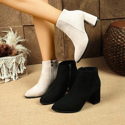 Herbst/Winter Neuer Stil Spitzschuh Modisch Bequem Blockabsatz Seitenreißverschluss Stiefel für Damen