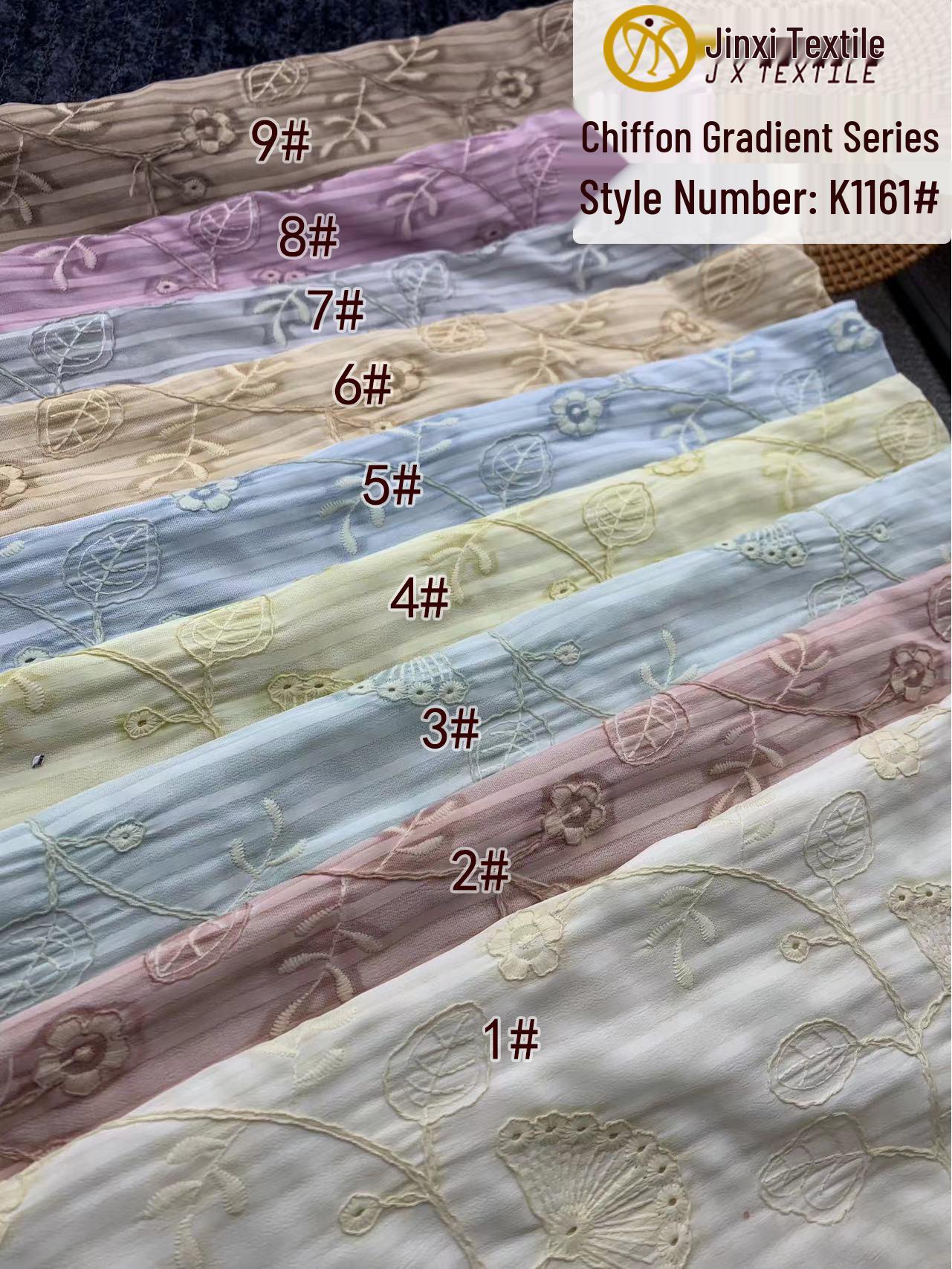 Китайская градиентная цветочная кружевная шифоновая ткань для женских и детских модных платьев