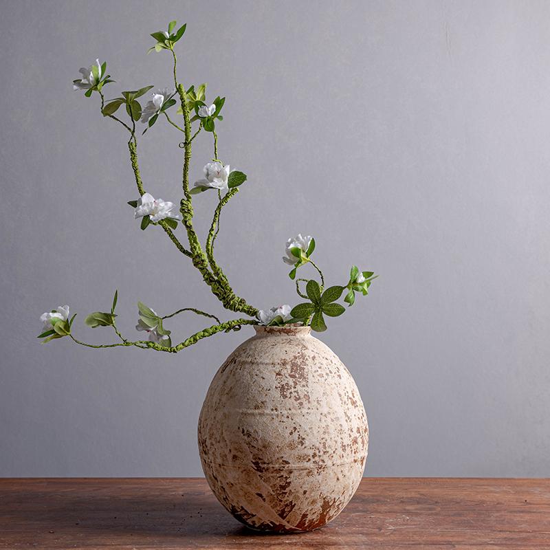 Wabi-Sabi Style Jingdezhen Ceramic Vase - Retro Coarse Pottery Centerpiece Jar