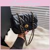 Solid Color Lattice Pu Leather Small Shoulder Bag With Chain Strap For Daily Use
