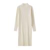 Women's Autumn & Winter Wool Knit Dress - Half-High Collar, Loose Long Sleeve, Mid-Length Base Layer Over the Knee.