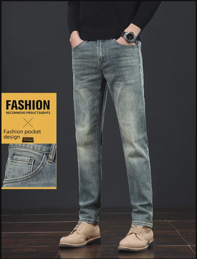 Men's High-End Retro Slim Fit Casual Jeans for Autumn/Winter