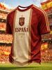 2026 Spain National Team Flag, Fans Football Jersey, Lion Retro 3D Quick Drying Sports Casual Men's Top T-shirt