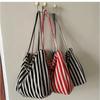 Female Casual Multifunctial Travel Top-handle Handbag Large Capacity Canvas Women Shopper Tote Simple Striped Shoulder Bag2026