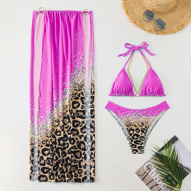 

Новый сексуальный женский купальник с принтом, женский купальник, комплект бикини из трех частей, купальный костюм, женский купальник XL розы красного