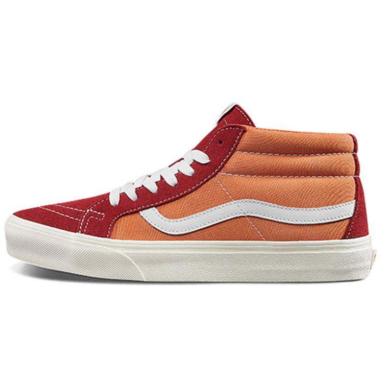 Vans Sk8 Mid Retro Mid Top Casual Skate Shoes Unisex Red Orange Splicing 'Orange Red' VN0A391FTEV