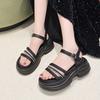 Sommer Dicken Boden Sandalen Weibliche Fee mit Rock Strass Ein Wort Schnalle Riemen Strand Schuhe Weibliche Mode Frauen Sommer Atmungsaktive Schuhe