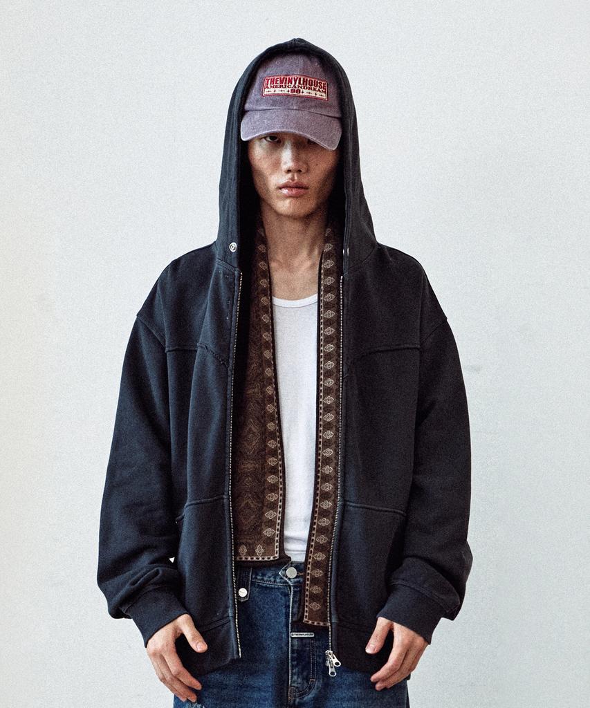 Thevinylhouse Dyed Hoodie Zip-Up Charcoal