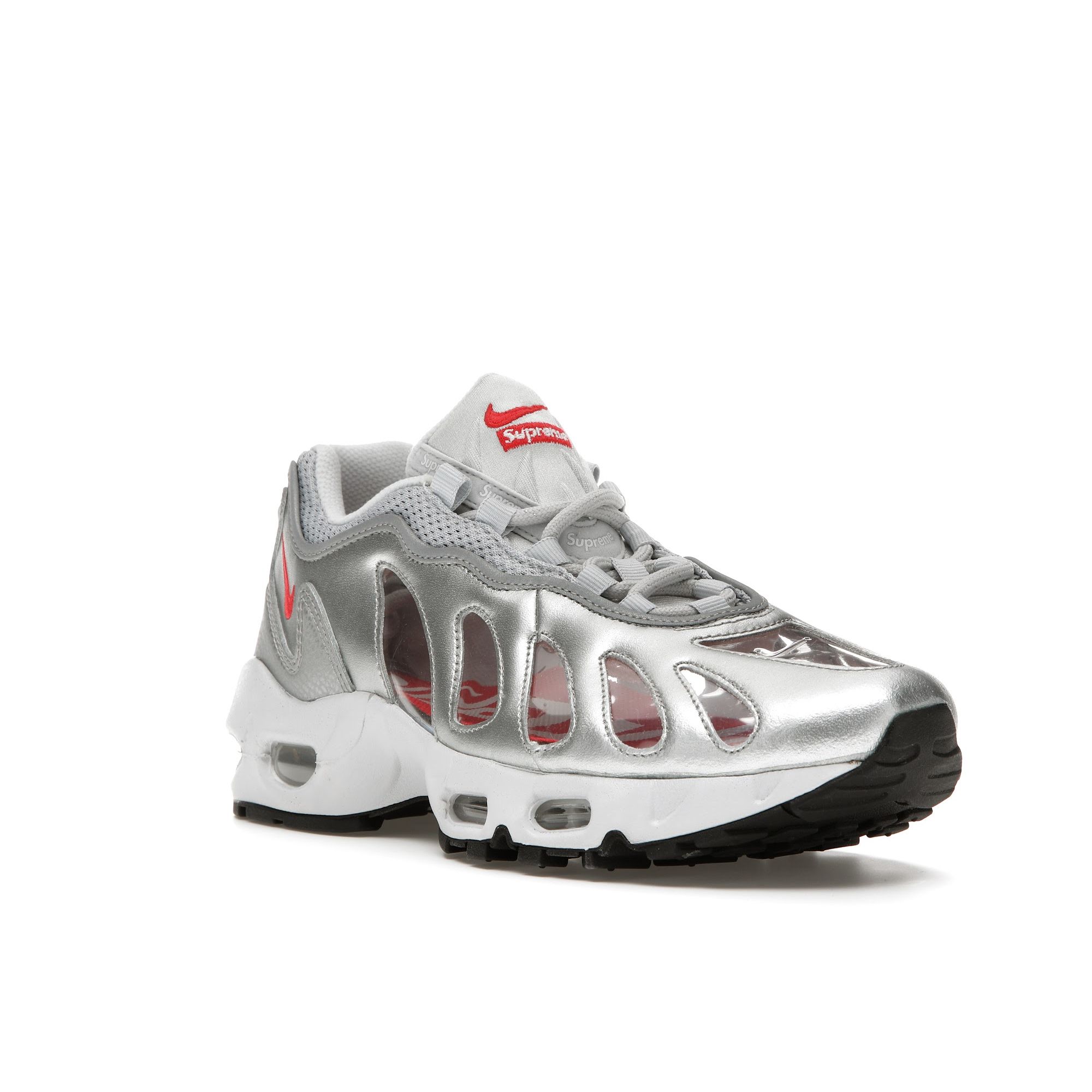 Мужские кроссовки Nike Supreme x Air Max 96 Metallic Silver Speed-Red Clear CV7652-001 42 — фото 2