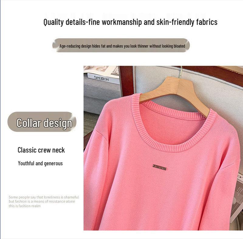 Plus Size Women's Loose Round Neck Sweater Dress, Bust 150/160 cm, for 200/350 Jin