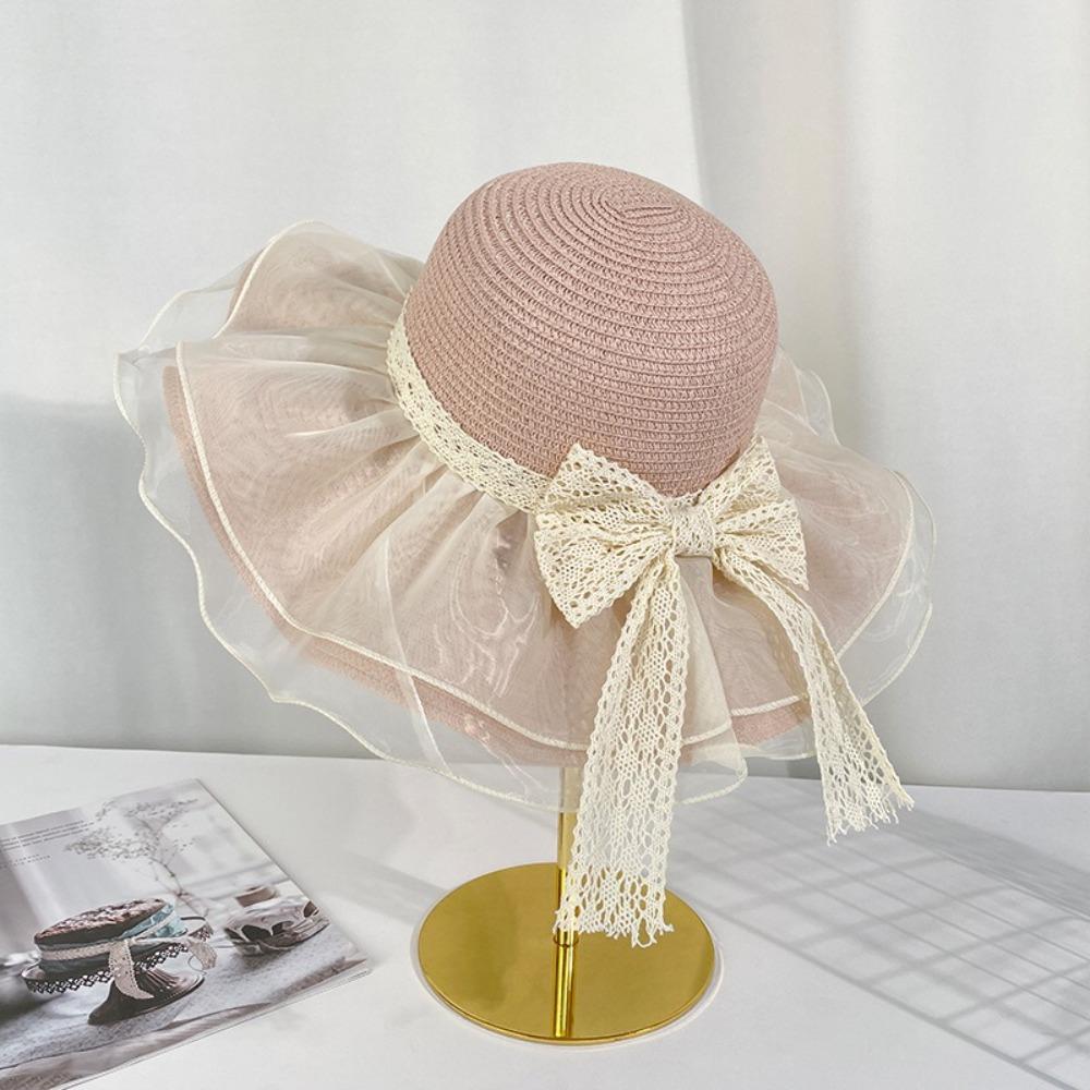 Straw Beach Hat Bow Ribbons Straw Cap New Sun Hat for Women
