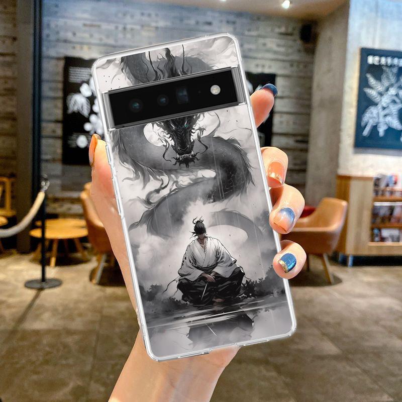 

Japanese Bushido Samurai Transparent Phone Case For Google Pixel 9 8 7 Pro 8A 7A 6A 6 Pro XL 5 4 5A 4A 3A 5G TPU Clear Cover Pixel 9