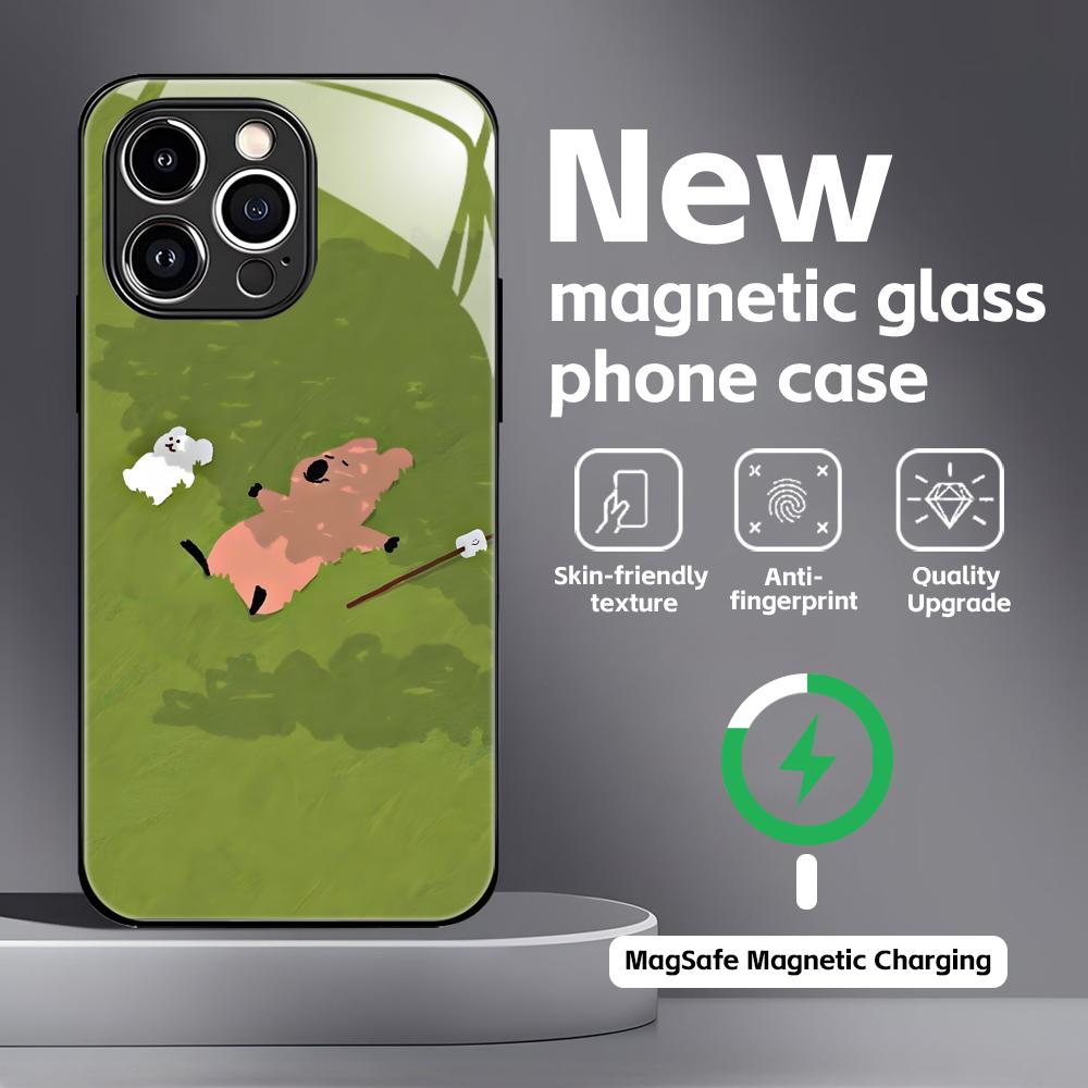 Cute D-Dinotaeng  Phone Case For iPhone17 16 15 14 13 12 11 X XR XS 8 Plus Mini Pro Max Glass Magnetic Case