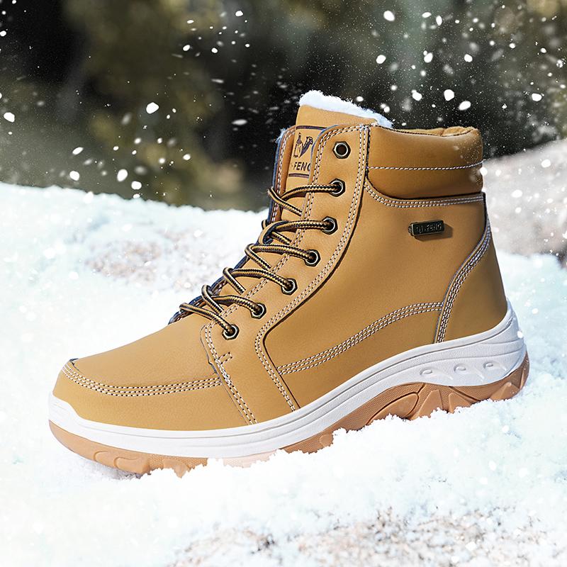 Men's Plus Size Fashionable High Top Outdoor Leisure Hiking Shoes Hiking Shoes with Plush Insulation Cotton Shoes Snow Boots