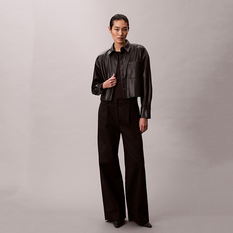 Calvin Klein Retro Motorcycle Style Short Collar Shirt Women tops 47E126G