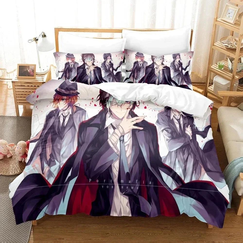 3D Anime Bungo Stray Dogs Bedding Set Cartoon Duvet Cover And Pillowcases Queen Full Size Kids Gift Decor Home Bedclothes