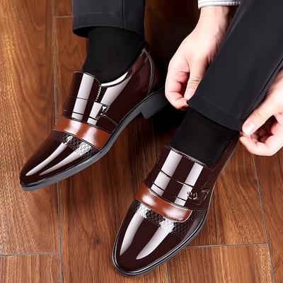 Buty skórzane Męskie Casualowe Wizytowe Wsuwane Biurowe Oksfordy z Miękką Podeszwą Obuwie Ślubne Klasyczne Buty Biurowe