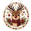 Holiday Celebration Party Supplies Christmas DIY Faux Diamond Painting Hanging, Santa Wreath Acrylic Pendant, Pearl Hanging Ornaments Beads Craft Kit